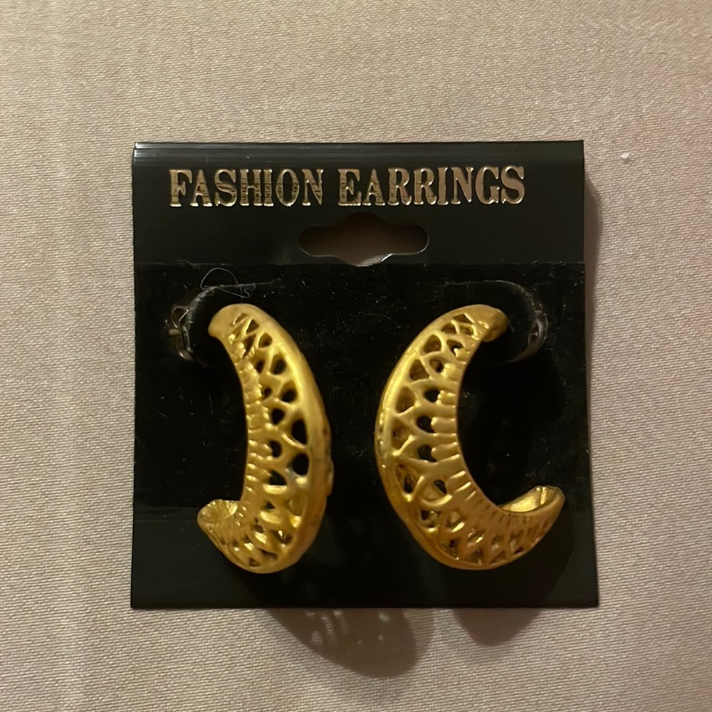Golden painted half moon style earrings